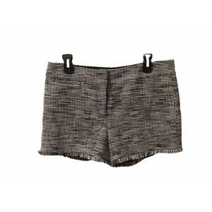 Ann Taylor Factory Tweed Shorts Black White‎ Fringe Hem Lined Size 6 NWT